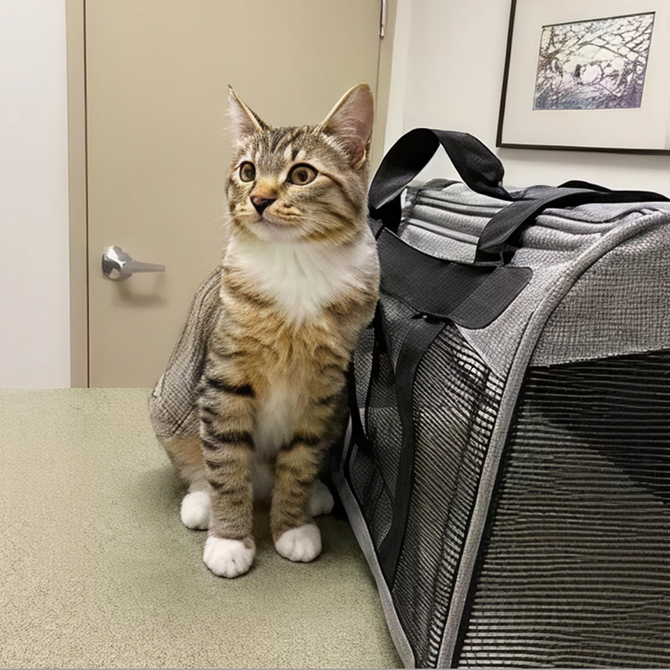 A cat beside a bag